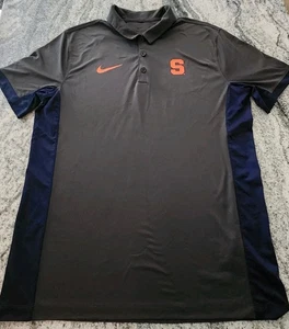 NIKE DRI FIT SYRACUSE ORANGEMEN POLO MENS LARGE GRAY BLUE NCAA GOLF UNIVERSITY - Picture 1 of 10