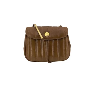 Authentic Fendi Vintage Light Brown Quilted Leather Janus Small Crossbody Bag - Picture 1 of 6