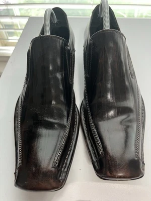 #8379. Zapatos de cuero Robert Wayne para hombre punta cuadrada marrón sin cordones. Talla 10 Foto 1 de 4