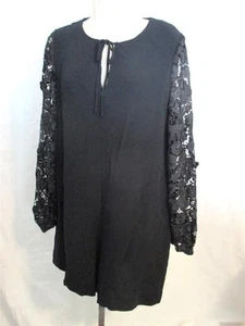 Women Size 8 French Connection Black Dress  Lace Sleeves Loose Fit Short Length - Picture 1 of 4