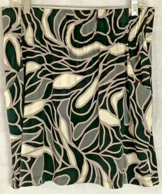 Falda lápiz Attention talla M arte pop negra tostada gris crema elástica cintura ancha de 3" Foto 1 de 4