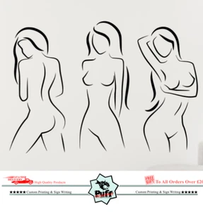 Sexy Line x3Female Women Naked Man Cave Wall Art Vinyl Decals Stickers - Picture 1 of 3