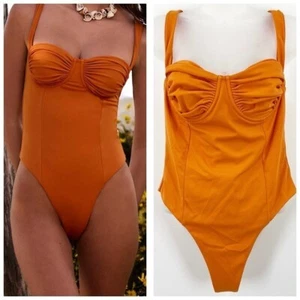 Free People x Belle The Label Neu mit Etikett Vision Einteiler groß orange Marmelade - Bild 1 von 8