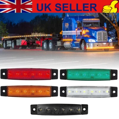 10x 6LED Side Marker Clearance Light Amber Red White Green Trailer Truck Caravan - Image 1 of 4