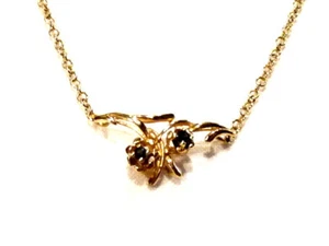 Bijou plaqué or 18 carats  joli collier toi et moi cristal bleu necklace - Picture 1 of 4