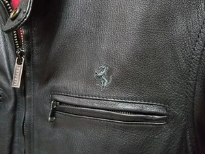 Rare Authentic Ferrari Leather Black Jacket Biker Style Logo Men Size S Italy - Picture 1 of 19