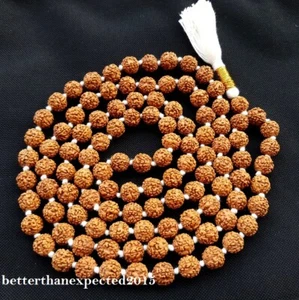 100% Natural 5 Mukhi Face Bodhi Rudraksh 108+1 mala Beads Rudraksha 10 MM Seed - Picture 1 of 3
