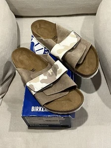 Birkenstock KYOTO Gris TAUPE Gamuza Cuero Camuflaje Correas 42 REG W 11-11.5 M 9-9.5 - Imagen 1 de 4