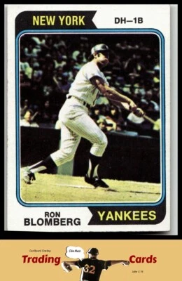 1974 Topps #117 Ron Blomberg New York Yankees Baseball Card VG/EX - Image 1 of 2
