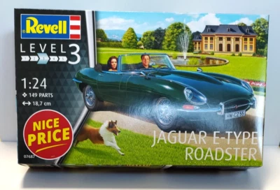 REVELL 1:24 KIT AUTO JAGUAR E-TYPE ROADSTER 149 PARTI LUNGHEZZA 18,7 cm    07687 - Immagine 1 di 2