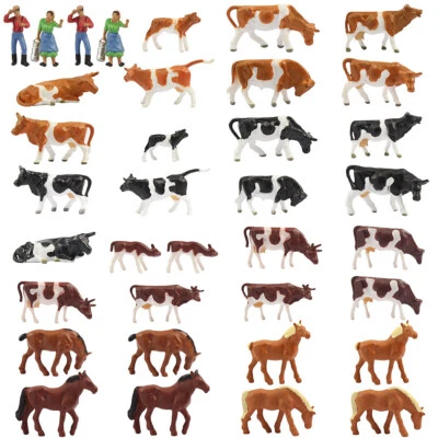 36pcs HO Scale 1:87 Well Painted Farm Animals Cows Horses Shepherd People - Image 1 of 4