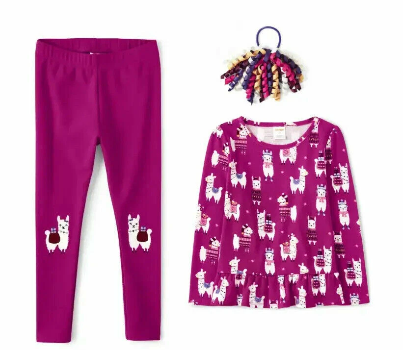 NUEVO CON ETIQUETAS Gymboree Niñas Pequeñas Llamas Leggings Top Accesorios para el Cabello 7 8 NUEVO Foto 1 de 1