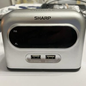 Sharp Bedside Alarm Clock with 2 Rapid Charge USB Phone Charging Ports: Works! - Picture 1 of 8