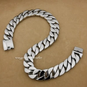 Stainless Steel Heavy Heavy Cuban Link Necklace Biker Punk Jewellery 5C004NB - Picture 1 of 18