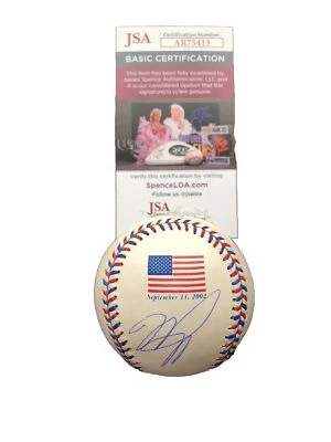 Mike Piazza Signed September 11 2002 Logo Official MLB NY Mets JSA COA  - Image 1 of 4