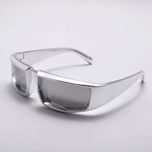Silver Steampunk Wrap Sunglasses Women Hot Girls Y2K PUNK Shades Glasses Goggles - Picture 1 of 20