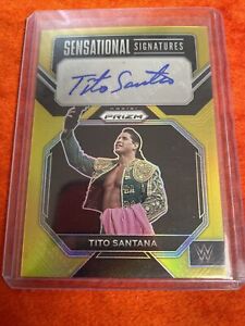 WWE Wrestling Panini Prizm Tito Santana Gold Auto /10 Hot!