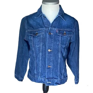 Levi’s Denim Jean Jacket Youth Blue Red Tab Trucker Dark Wash XL 13-15 Yrs - Picture 1 of 5