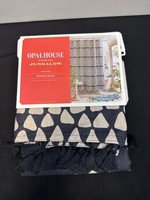 Opalhouse Jungalow Tassel Trim Chips Fabric Shower Curtain 72” x 72” NEW - Image 1 of 4