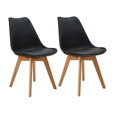 B-Ware SVITA MATS 2er Set Esszimmerstühle Küchenstühle Holz Kunstleder Schwarz - Bild 1 von 4