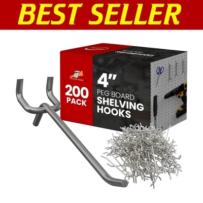 200-Pack Rust-Resistant J-Style Pegboard Hooks - 4" Length for Durable Storage - Image 1 of 4
