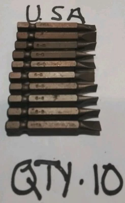 QTY-10 2"  USA MADE 6-8 SLOTTED DRIVER BIT SET USA 🇺🇸 - Image 1 of 3