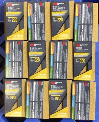 Lot Of 12 3M SandBlaster EDGE DETAILING Sanding Sponge Dual Angles 220 - Image 1 of 3