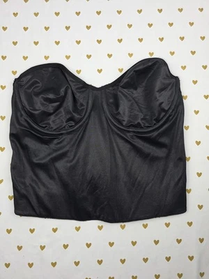 Victorias Secret Black Satin  Underwire Strapless Push Up Bustier BRA VTG 36C - Image 1 of 4