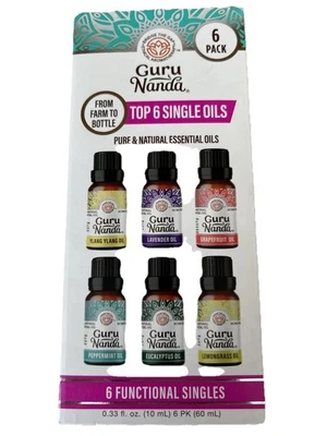Guru Nanda Essential Oils 6 Pack 100% Pure & Natural Therapeutic Grade - Image 1 of 4