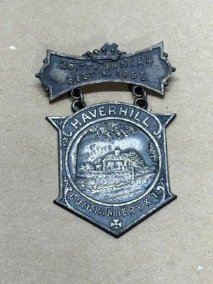 Antiguo Caballeros Templarios 1895 Trienal Boston Ma Medalla Insignia Masónica Haverhill Foto 1 de 4