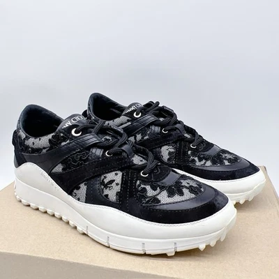 Jimmy Choo Seattle Floral Lace Mesh Trainers Sneaker Black Leather EU 39 US 9 - Image 1 of 4