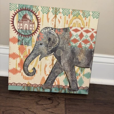 India Taj Elephant Print Canvas Picture Wall Art Decor  (S) - Image 1 of 2