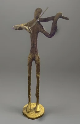 VTG Abstract Metal Statue Figure Violinist Violin Player - Image 1 of 4