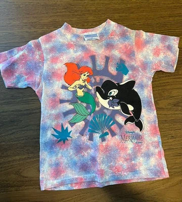 Camisa Salpicaduras Pastel Puntada Única Disney La Sirenita Años 90 De Colección Talla 5/6 Foto 1 de 4