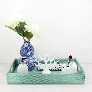 NEW Tight Woven Rectangle Rattan Tray for Luxury Homes- Extra Large, Sage Leaf - Picture 1 of 4