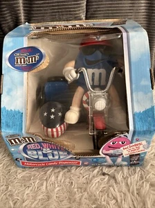 M&M Mars Collectibles Chocolate Candy Dispenser Motorcycle Red White & Blue NOS - Picture 1 of 6