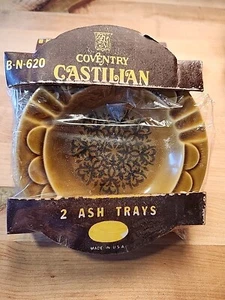 2 Lot Vtg Homer Laughlin Coventry Castilian Golden Harvest USA Ashtrays 5 5/8” - Picture 1 of 2
