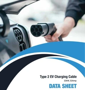 EV Charging Cable EVSE 5 Metres 22kW Type 2 to Type 2 Between Car and Charger - Picture 1 of 3