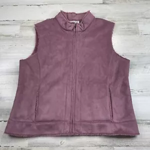 Pendelton Suede Vest Womens Large Pink Zip Up Sleeveless Made In USA - Picture 1 of 9
