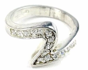 Anillo para mujer de plata de ley 925 en zig-zag talla 6 pavé circonita cúbica circonita cúbica - Imagen 1 de 5