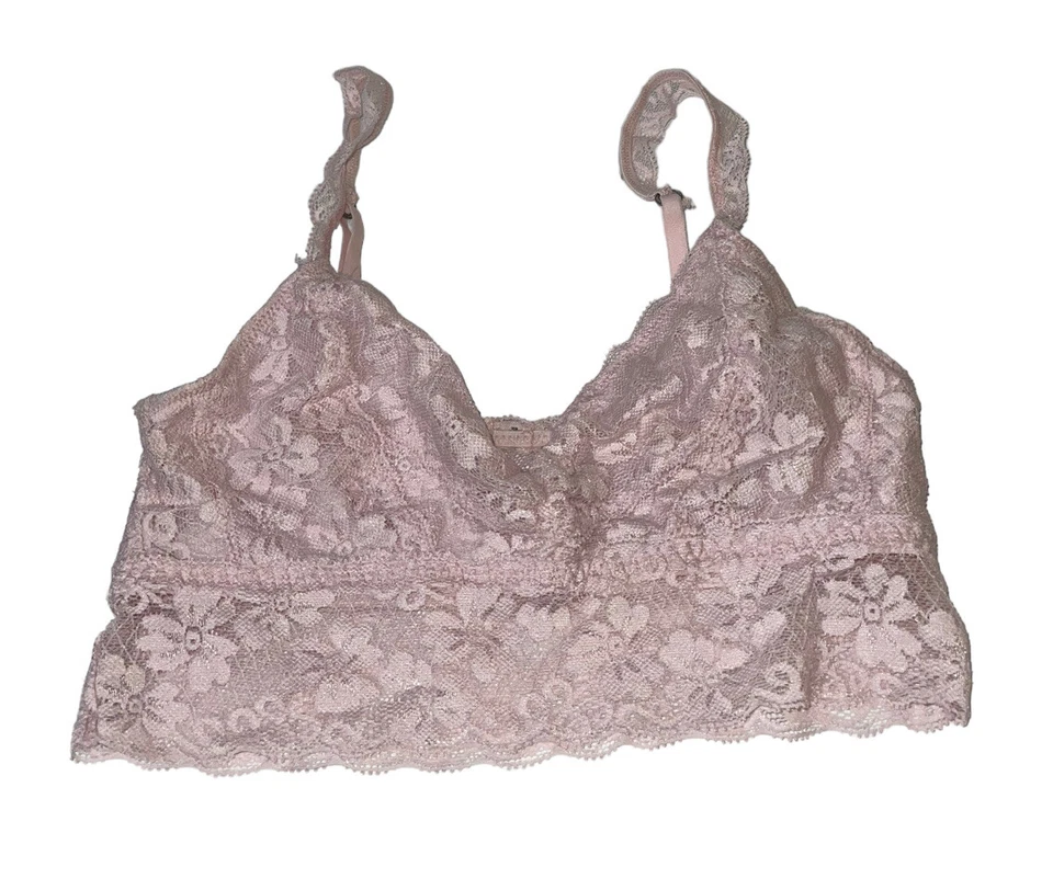 Gilly Hicks 无内衬文胸 XS 码粉色蕾丝无钢丝 — 第 1/4 张图片