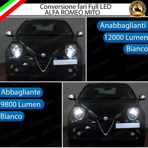 CONVERSIONE FARI FULL LED ALFA ROMEO MITO 6000K BIANCO LED CANBUS 21800 LUMEN - Foto 1 di 4
