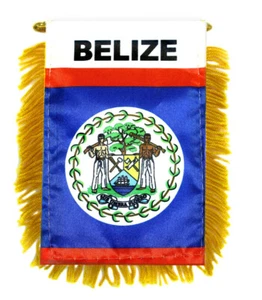 1 Dozen Belize Mini Banner Flag 4x6in International Rear view Mirror Flag - Bild 1 von 2