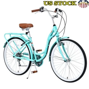 24 Cruiser Bike 7 Speed Hybrid Bicycle Women Comfortable City Riding Commuter US - Picture 1 of 9