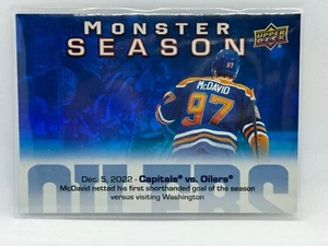Connor McDavid Monster Saisoneinsatz 2023-24 Oberdeck Serie 2 Hockey Nr. MS-26 - Bild 1 von 2