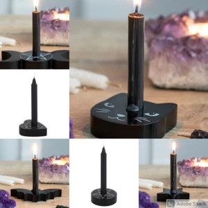 Zauber Kerzenhalter, Pentakel Fledermaus Katze Mond Stern schwarz Wicca Hexerei Altar - Bild 1 von 25