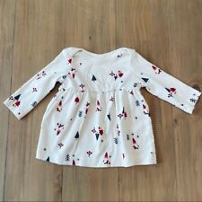 Hanna Andersson Dress Baby 3-6M White Winter Gnome Long Sleeve Holiday