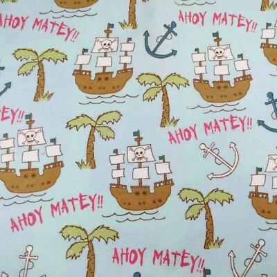 Flannel Joann's Fabric Cotton 2.33 Yards x 43" wide Blue Pirate Children's Print - Image 1 of 4