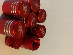 4x RED FORD Tire Valve Stem Caps For Car, Truck Universal Fitting FREE SHIP - Picture 1 of 8