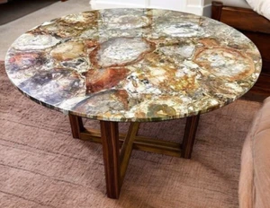 48" Petrified Wood Coffee Center Table Luxurious Hallway Countertop Home Decors - Picture 1 of 9